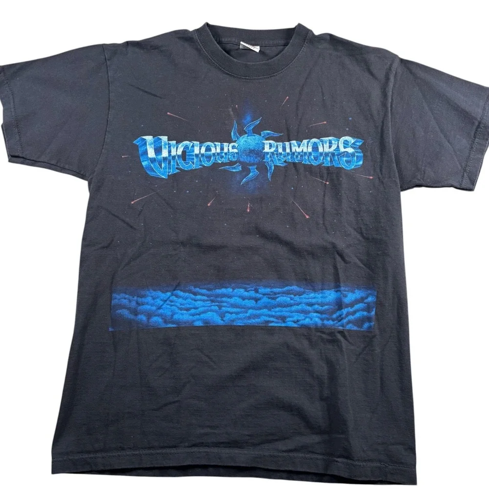VTG 90s Vicious Rumors Band‎ Atlantic Cover Graphic Tee Mens M Black HTF Design